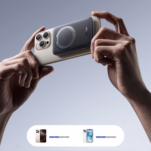 Joyroom JR-PBM12 Power Bank 10000mAh 22.5W MagSafe yhteensopiva, 15W langaton lataus, rengasalustalla - musta