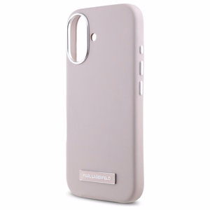 Karl Lagerfeld FW Metal Plate MagSafe iPhone 16 Suojakuori - Vaaleanpunainen