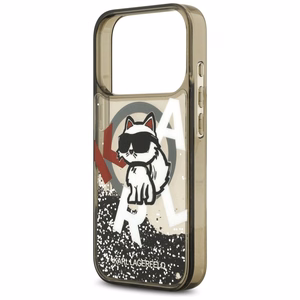 Karl Lagerfeld Liquid Glitter Choupette Logo MagSafe Suojakuori iPhone 17 Pro:lle - musta