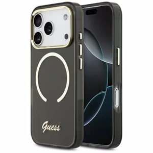 Guess IML Script Metal MagSafe Suojakuori iPhone 17 Pro:lle - Musta