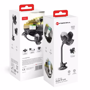 Autopidike puhelimelle Forcell F-Grip Oval 17 cm tuulilasiin / kojelautaan / tuuletusaukkoon musta