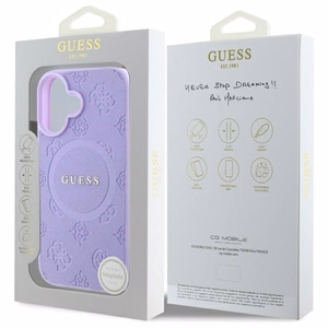 Guess Saffiano Peony Classic Logo MagSafe Suojakuori GUHMP16SPSAPSMEU iPhone 16:lle - Violetti