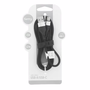 Setty USB - USB-C kaapeli 1,2 m 2A KNA-C-1.221 musta