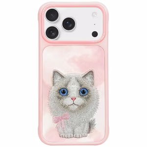 NIMMY Suojakuori BIG EYED PET 2.0 Cat iPhone 17 Pro:lle - vaaleanpunainen