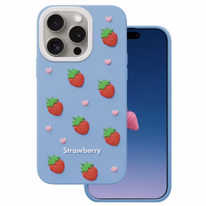 Mansikka-suojakuori iPhone 14 Pro / 15 Pro 6,1" sininen