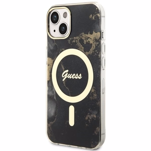 Guess GUHMP14MHTMRSK iPhone 14 Plus 6.7 musta/musta suojakuori Golden Marble MagSafe