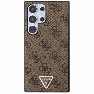 Guess Grip Stand 4G Triangle Strass Suojakuori Samsung Galaxy S24 Ultra:lle - ruskea