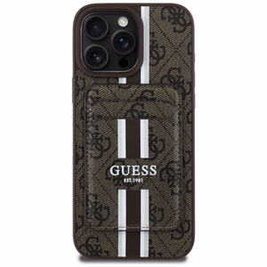 Guess 4G Stripes suojakuori MagSafe-lompakolla iPhone 16 Pro Max:lle - ruskea