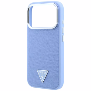 Guess Grained Triangle Logo -suojakuori laitteelle iPhone 18 Pro / 17 Pro, MagSafe-yhteensopiva – sininen