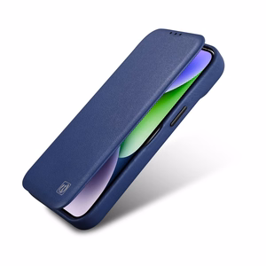 iCarer CE Premium Nahka Folio Case iPhone 14 Pro Magneettinen Flip Nahka Folio Case MagSafe Blue (WMI14220714-BU)