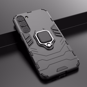 Ring Armor Suojakuori Samsung Galaxy S23+:lle panssaroitu magneettinen sormusjalusta musta