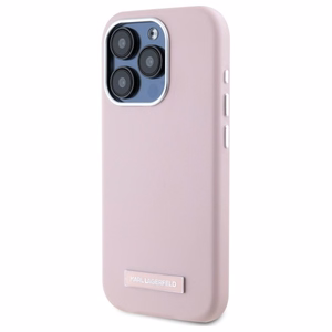 Karl Lagerfeld FW Metal Plate MagSafe Suojakuori iPhone 15 Pro Max:lle - vaaleanpunainen