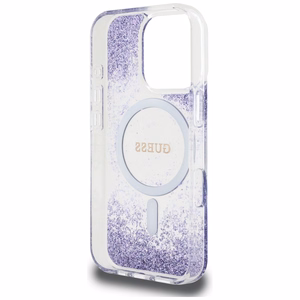 Guess HC Resin Bottom Glitter MagSafe Suojakuori iPhone 16 Pro Maxille - violetti