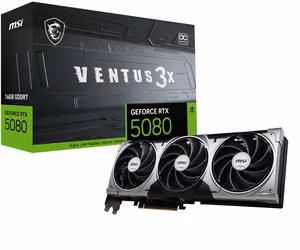 MSI GeForce RTX 5080 16G Ventus 3X OC graphics card (RTX_5080_16G_VENTUS_3X_OC_BLACK), 16 GB memory, black