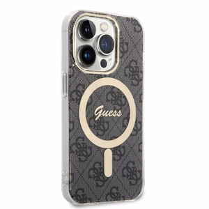 Guess GUBPP14LH4EACSK 4G Print MagSafe suojakuori- ja laturisarja iPhone 14 Pro 6.1" -puhelimelle, musta