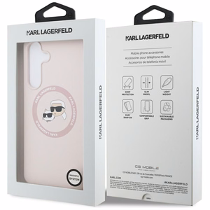 Karl Lagerfeld Silicone Karl & Choupette Heads MagSafe Case for Samsung Galaxy S25 FE - Pink