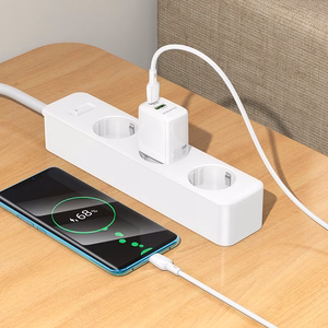 Borofone Wall charger BN29 Fuente - USB + Type C - QC 3.0 PD 30W with Type C to Type C cable white