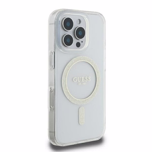 Guess HC MagSafe IML Glitter Circle case for iPhone 16 Pro 6,3" transparent
