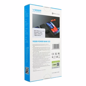 Ulkoinen akku Veger (W2060) PD QC3.0 3A 20W 20000 mAh musta