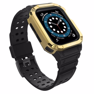 Protect Strap Band for Apple Watch 38/40/41mm Armored Case Strap - musta, kultainen