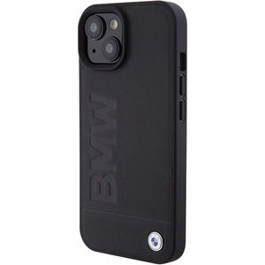 BMW Suojakuori iPhone 15 Plus 6,7:lle BMHMP15MSLLBK musta HC Magsafe Nahkainen Hot Stamp