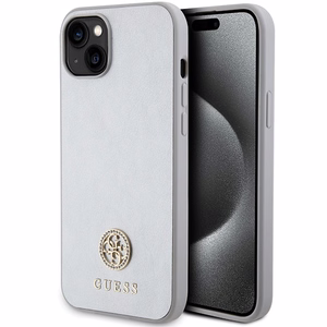 Guess GUHCP15MPS4DGPS iPhone 15 Plus 6.7 hopeinen/hopeinen kovakuori Strass Metal Logo