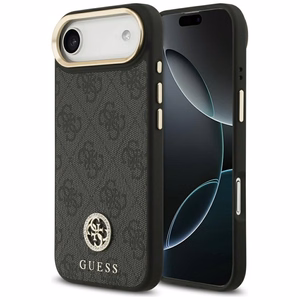GUESS magneettinen suojakuori iPhone 17 Air MagSafe-yhteensopiva GUHMP17MP4GRMDEK (PU-kuori 4G Strass -logolla) musta