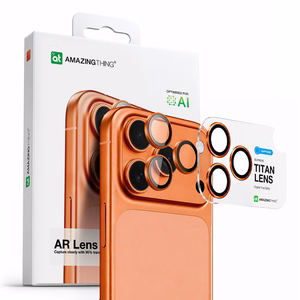 AmazingThing AR Sapphire Camera Lens Glass for iPhone 17 Pro / Pro Max - with Orange Frame