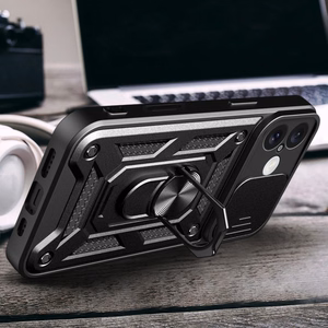 Hybrid Armor Camshield Panssaroitu Suojakuori iPhone 16:lle kameransuojalla ja jalustalla - Musta