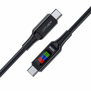 Acefast C7-03 USB-C USB-C 100W 1.2m kaapeli näytöllä - musta