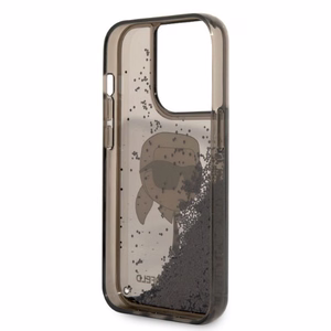 Karl Lagerfeld Glitter Karl's Head suojakuori iPhone 14 Pro Max:lle - musta