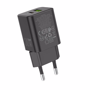 Borofone Wall charger BN14 Royal GaN - USB + Type C - QC 3.0 PD 30W black