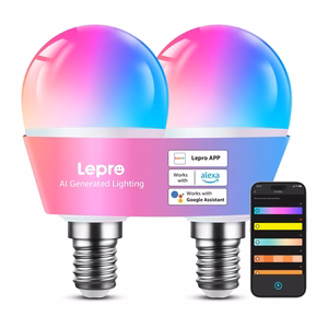 LEPRO BP1-2 E14 LED-lamppu Bluetoothilla ja Wi-Fillä, 470 lm, 2 kpl