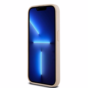DKNY Nahkainen Mono Raita ja Metallinen Logo Suojakuori iPhone 15 Pro:lle - vaaleanpunainen