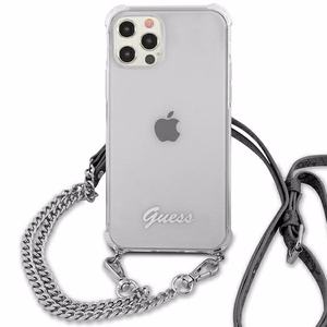 Guess GUHCP12MKC4GSSI iPhone 12/12 Pro 6.1" läpinäkyvä kovakotelo 4G Hopea ketju