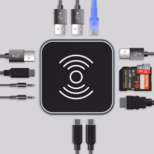 Wozinsky WHBC09Y8S USB-C Keskitin 12-in-1 Monikäyttöinen Langaton Lataus Alumiini 15cm Kaapeli - harmaa