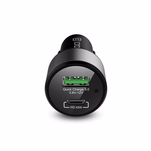 Crong Power 63 W autolaturi USB-C PD 45 W- ja USB-A QC 3.0 18 W -liitännöillä, musta