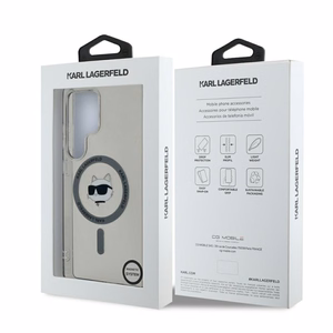 Karl Lagerfeld Button Choupette Head Printed Logo MagSafe Suojakuori Samsung Galaxy S25 Ultra Musta