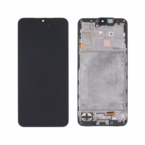 Alkuperäinen Samsung A175 A17 4G LCD-kosketusnäyttö kehyksellä, musta (huoltopakkaus)