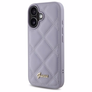 Guess Quilted Metal Logo Suojakuori iPhone 16:lle - vaalea violetti