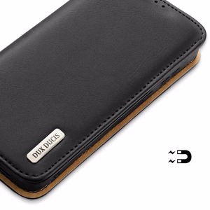 Dux Ducis Hivo Nahka Flip Cover Aitoa nahkaa Lompakko korteille ja asiakirjoille Samsung Galaxy S22 + (S22 Plus) Musta