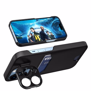 Nahkainen jalusta Suojakuori iPhone 14 Pro Max:lle korttiLompakko jalustan kanssa musta