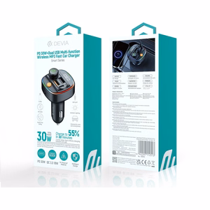 Devia Smart Bluetooth MP3 FM-lähetin auton laturi PD 30W 1x USB-C 2x USB 3A musta