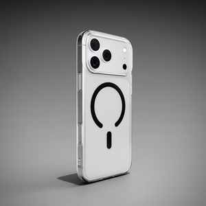 Puro Lite Mag TPU+PC suojakuori MagSafe-yhteensopiva iPhone 17 Pro:lle - läpinäkyvä mustalla renkaalla