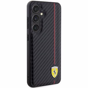 Ferrari Carbon Printed Line suojakuori Samsung Galaxy S24+:lle - musta