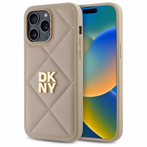 DKNY Quilted Stack Logo Suojakuori iPhone 14 Pro Max:lle - beige
