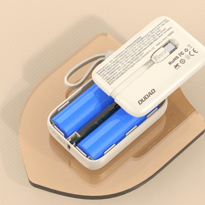 Dudao K14 10000mAh tehopankki USB-C / Lightning-kaapeleilla - beige