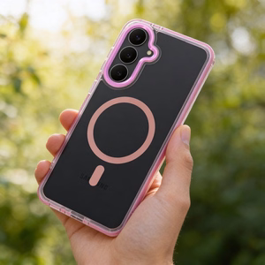 Case for Samsung A37 Frame Clear Hybrid Mag Cover compatible with MagSafe powder pink