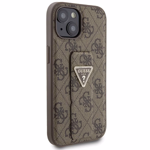 Guess Grip Stand 4G Triangle Strass Suojakuori iPhone 15:lle - ruskea