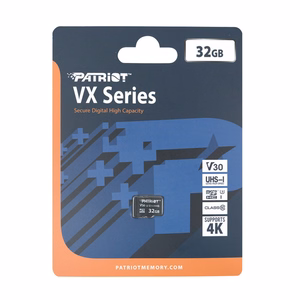 Muistikortti PATRIOT VX Series 32GB MicroSDXC V30 Class 10 UHS-I U3 4K UHD (PSF32GVX31MCH)